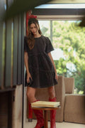 Annie Wear Mineral Washed Round Neck Short Sleeve Denim Dress - Hovatok