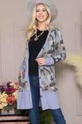 Celeste Full Size Camouflage Button Up Long Sleeve Cardigan Plus Size - Hovatok