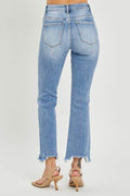 RISEN Full Size Frayed Hem Cropped Straight Jeans - Hovatok