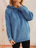 Drawstring Long Sleeve Hooded Sweater - Hovatok