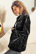 BiBi Button Up Long Sleeve Velvet Shirt - Hovatok