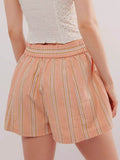 Striped Elastic Waist Shorts - Hovatok