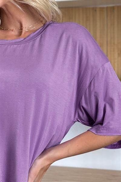 Basic Bae Bamboo Full Size Round Neck Drop Shoulder T-Shirt - Hovatok