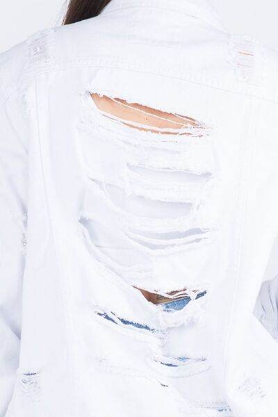 American Bazi Distressed Back Button Down Denim Jacket - Hovatok