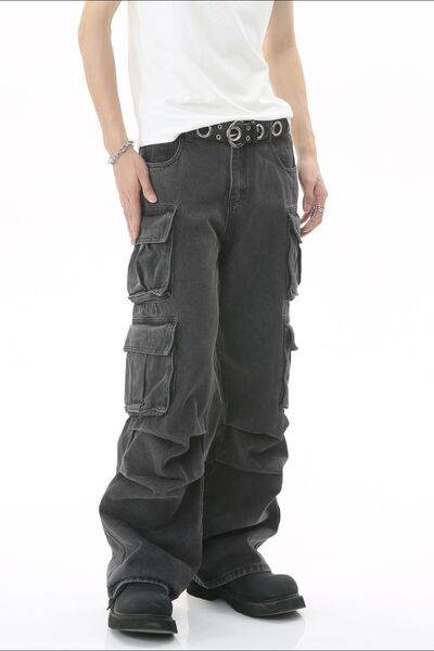 Men's Multi-Pocket Pleated Cargo Jeans - Hovatok
