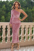One-Shoulder Long Sleeve Dress - Hovatok