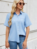 Collared Neck Short Sleeve Shirt - Hovatok