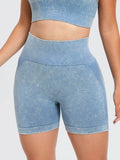 Washed High Waist Active Shorts - Hovatok