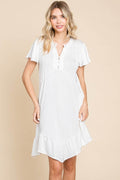 Culture Code Full Size Short Sleeve Ruffled Asymmetric Hem Dress - Hovatok