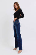 Judy Blue Full Size Raw Hem Straight Leg Jeans - Hovatok