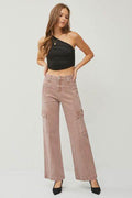 RISEN Full Size High Rise Wide Leg Cargo Jeans - Hovatok