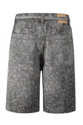 Men's Washed Rhinestone Denim Bermuda Shorts - Hovatok