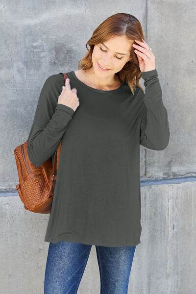 Basic Bae Full Size Round Neck Dropped Shoulder T-Shirt - Hovatok