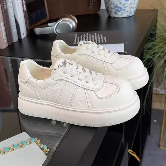 Round Toe Lace Up Platform Sneakers - Hovatok