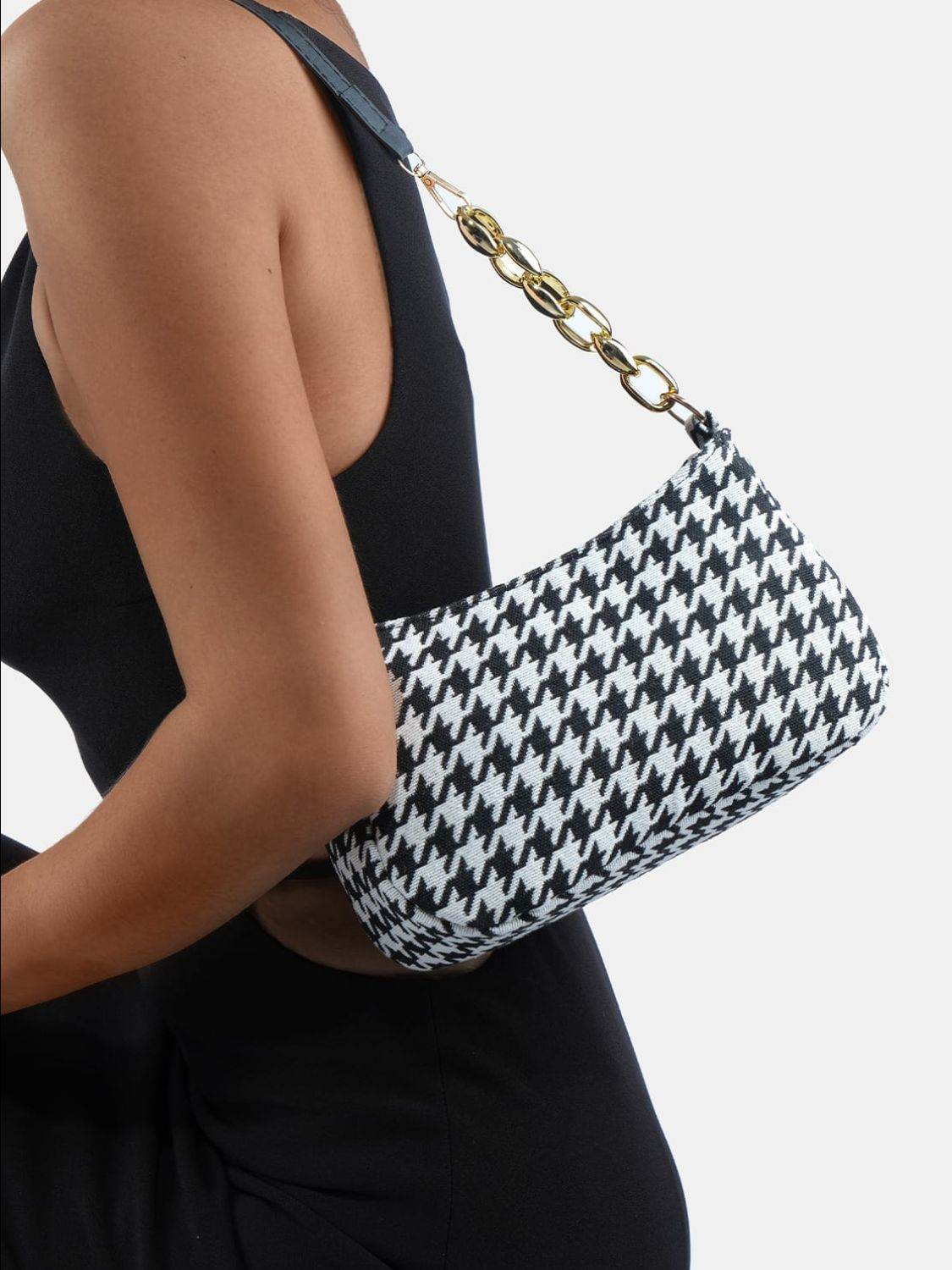 Houndstooth Polyester Handbag - Hovatok