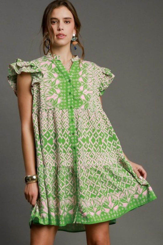 Umgee Full Size Mixed Print Mini Dress Plus Size - Hovatok
