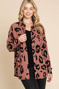 BOMBOM Animal Print Button Up Knit Shacket - Hovatok