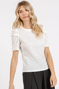 Mittoshop Textured Round Neck Short Sleeve Blouse - Hovatok