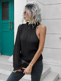 Cable-Knit Round Neck Asymmetrical Sweater - Hovatok