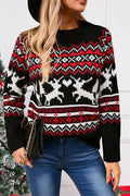Angel Wings Reindeer Round Neck Long Sleeve Sweater - Hovatok