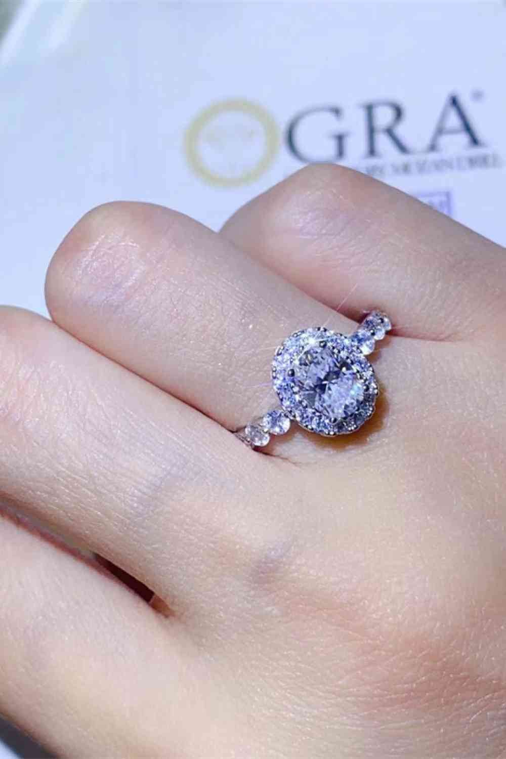 Adored 1 Carat Moissanite 925 Sterling Silver Halo Ring - Hovatok