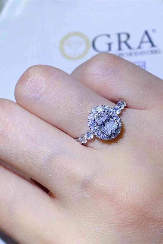 Adored 1 Carat Moissanite 925 Sterling Silver Halo Ring - Hovatok