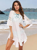 Backless Cutout Three-Quarter Sleeve Cover Up - Hovatok