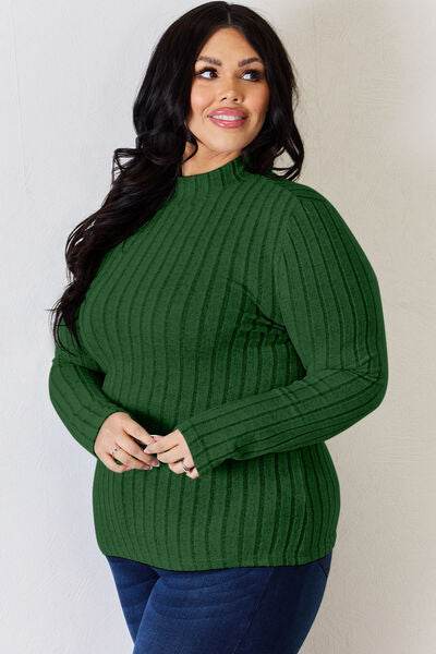 Basic Bae Full Size Ribbed Mock Neck Long Sleeve T-Shirt - Hovatok