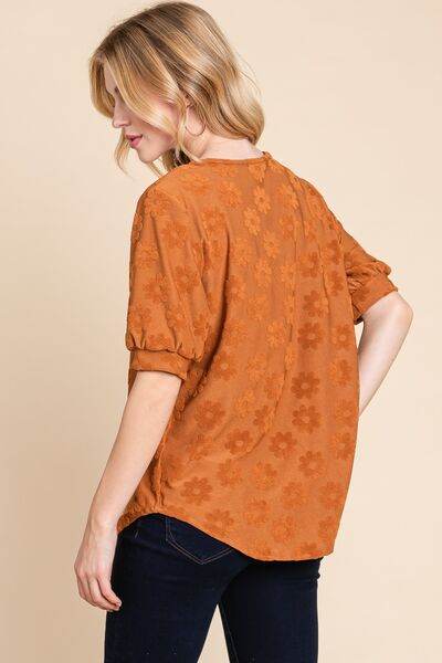 BOMBOM Textured Floral Pattern Top - Hovatok