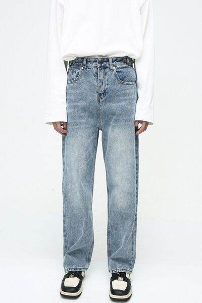 Men's Washed Straight-Leg Jeans - Hovatok