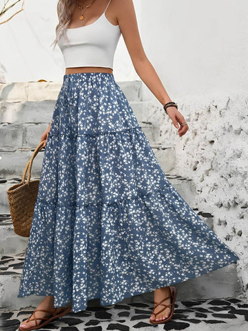 Tiered Floral Maxi Skirt - Hovatok