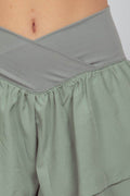 VERY J V-Shaped High Waist Layered Active Shorts - Hovatok
