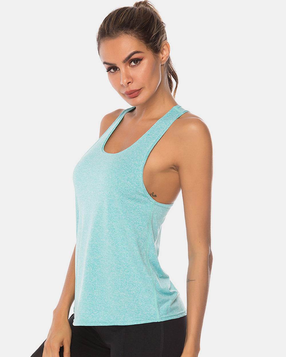 Full Size Scoop Neck Wide Strap Active Tank - Hovatok