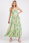 Mittoshop Floral Smocked Back Ruffled Hem Maxi Cami Dress - Hovatok