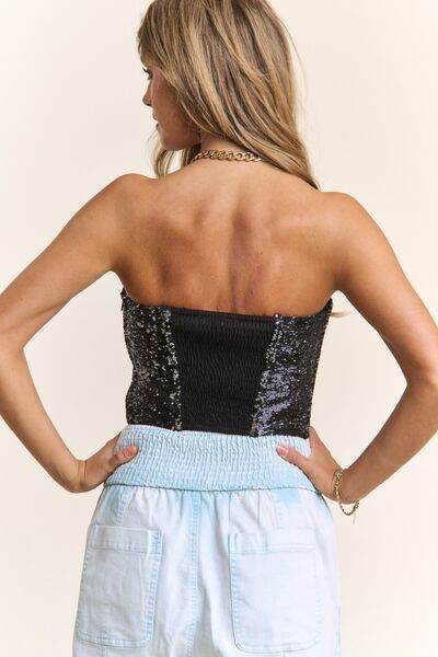J.NNA Sequin Strapless Bustier Top - Hovatok