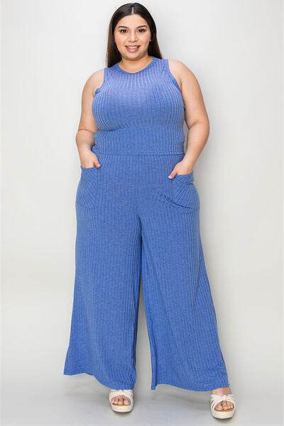 Basic Bae Full Size Ribbed Tank and Wide Leg Pants Set - Hovatok