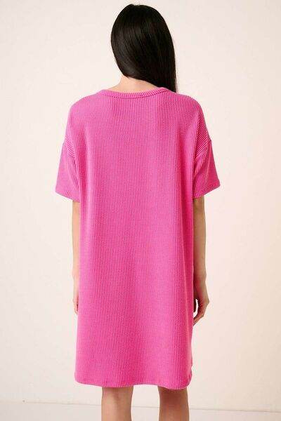 Mittoshop Urban Rib Knit Short Sleeve Tee Dress - Hovatok