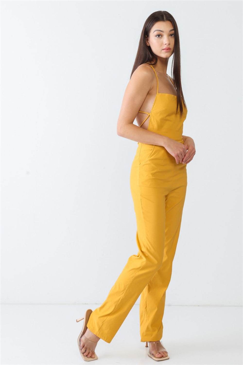 Doreli Group Backless Tied Spaghetti Strap Sleeveless Jumpsuit - Hovatok