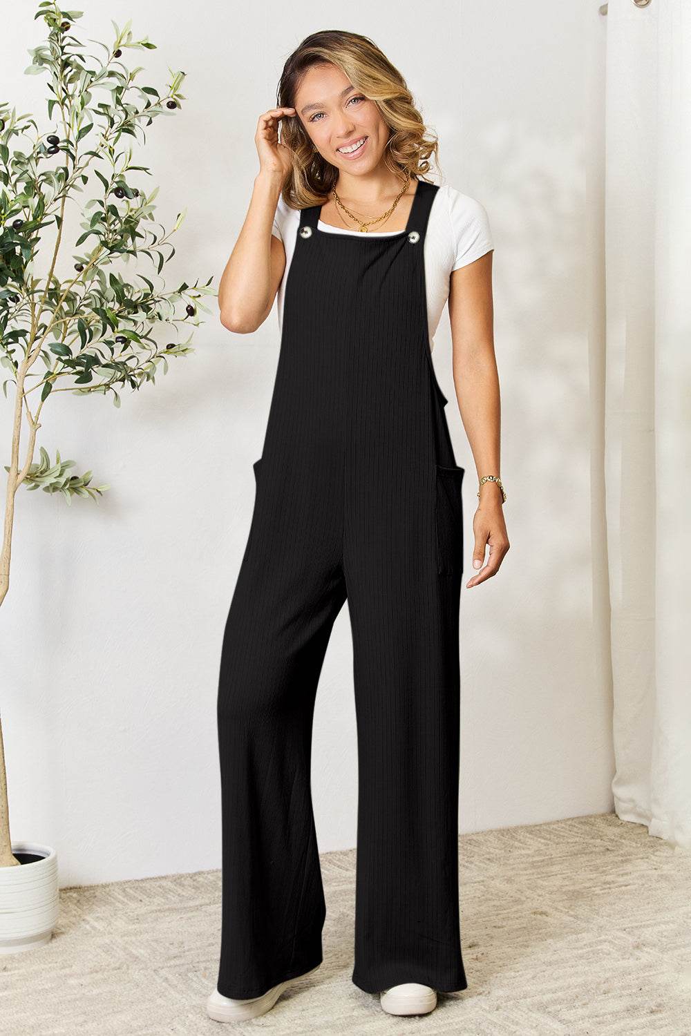 Double Take Full Size Wide Strap Overall with Pockets - Hovatok