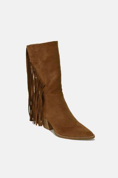 Beast Fashion Suede Fringe Point Toe Boots - Hovatok
