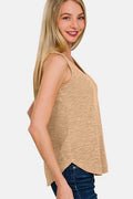Zenana V-Neck Curved Hem Tank - Hovatok