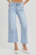 RISEN Full Size High Rise Seamed Detail Wide Leg Crop Jeans - Hovatok