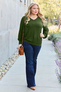 Basic Bae Full Size V-Neck Lantern Sleeve Top - Hovatok