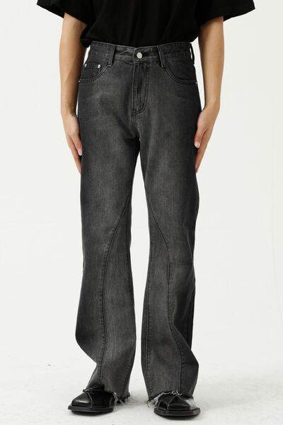 Frayed Hem Jeans with Pockets - Hovatok