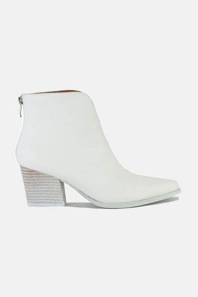 Beast Fashion PU Leather Block Heel Boots with Back Zippers - Hovatok