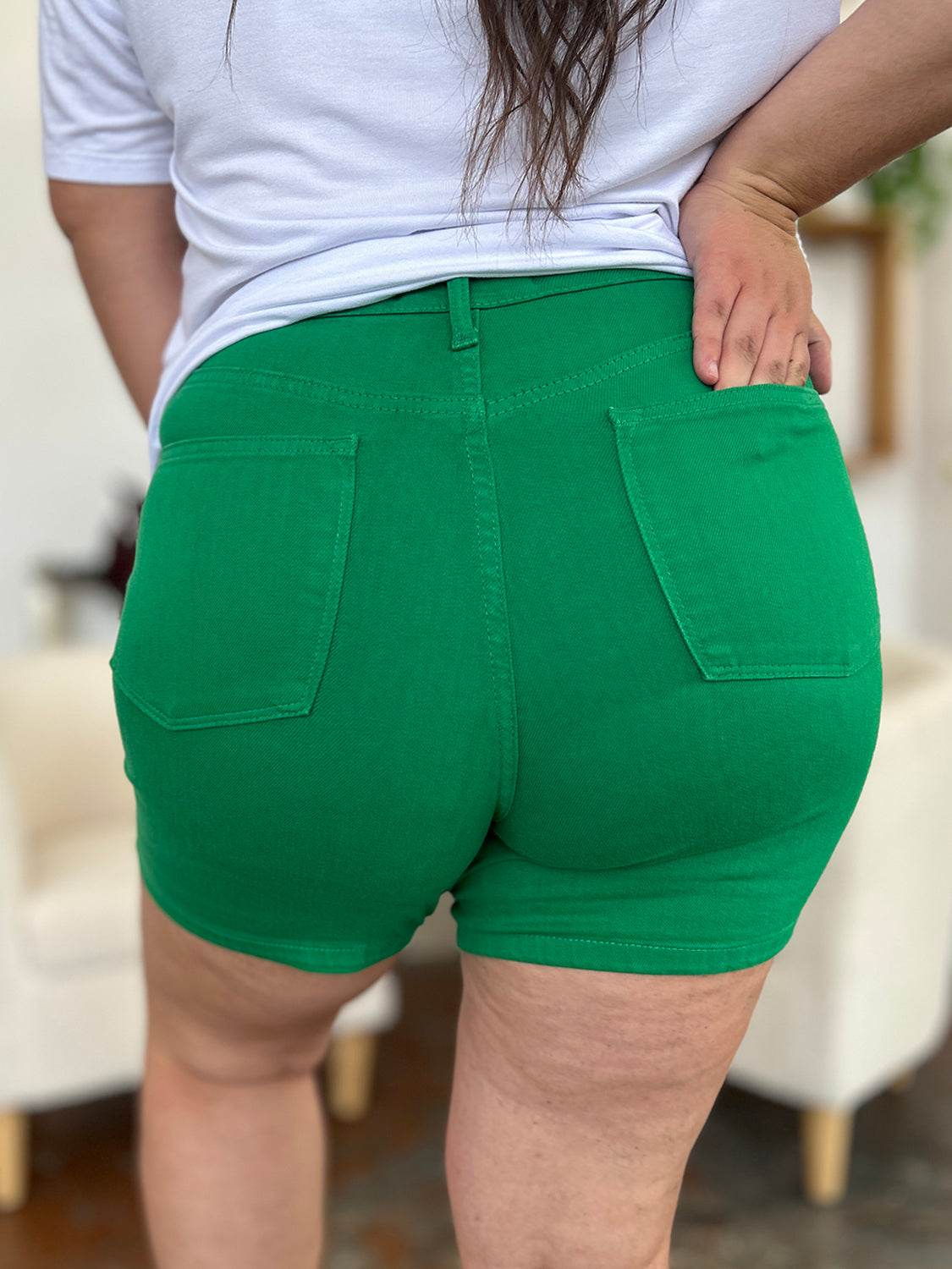 Judy Blue Full Size Tummy Control Garment Dyed Denim Shorts - Hovatok