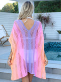 Openwork Contrast V-Neck Cover-Up - Hovatok