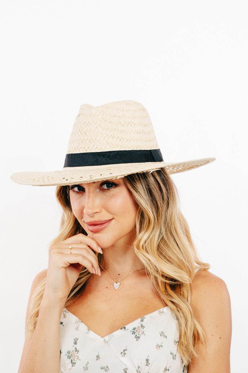 Fame Basket Weave Straw Sun Hat - Hovatok
