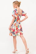 And The Why Square Neck Puff Sleeve Floral Dress - Hovatok