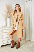 Culture Code Full Size Tied Trench Coat with Pockets - Hovatok